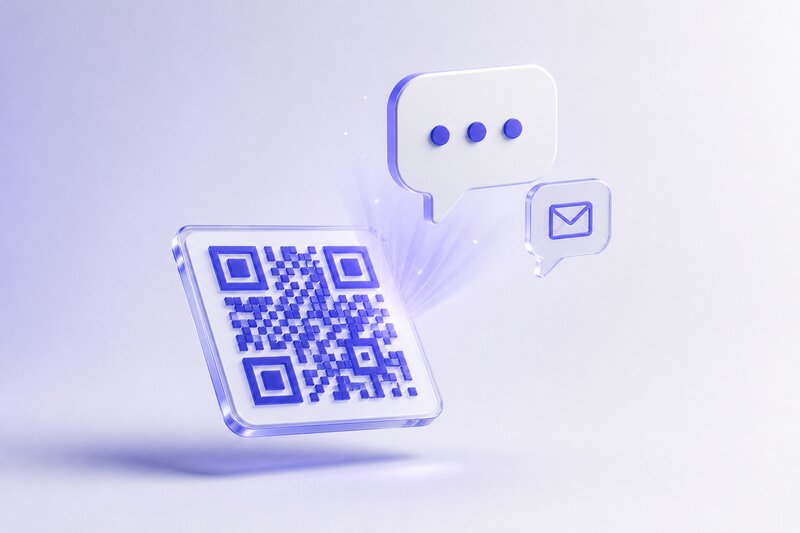 Text- und SMS-QR-Code: Smartphone scannt einen QR-Code mit vorausgefüllter Nachricht
