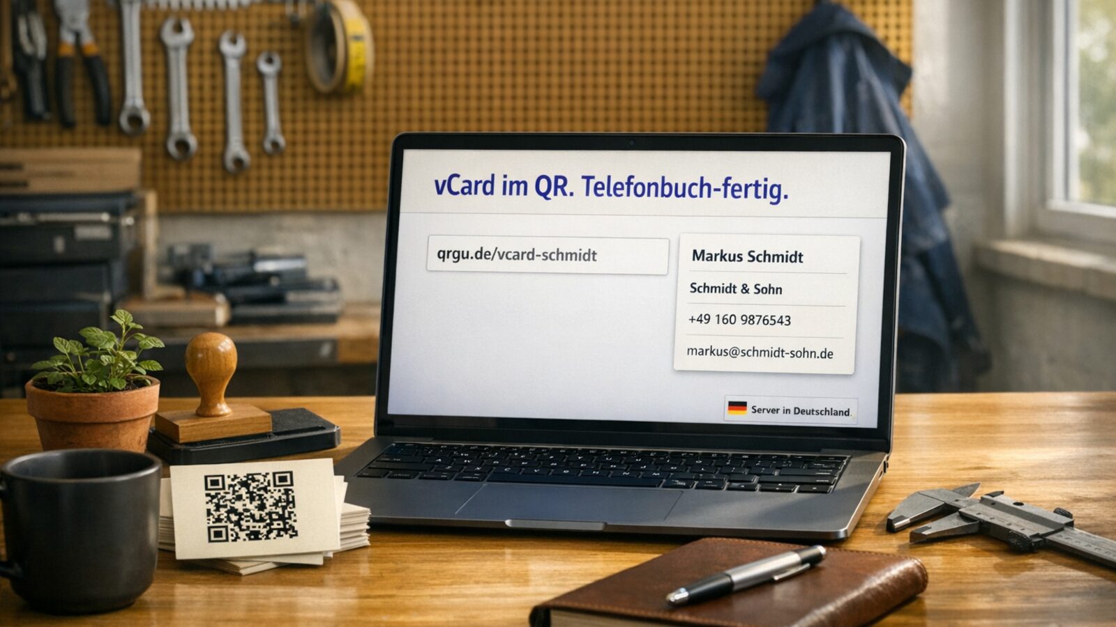 Digitale Visitenkarte per QR-Code fuer Handwerker: vCard rechtssicher und praktisch